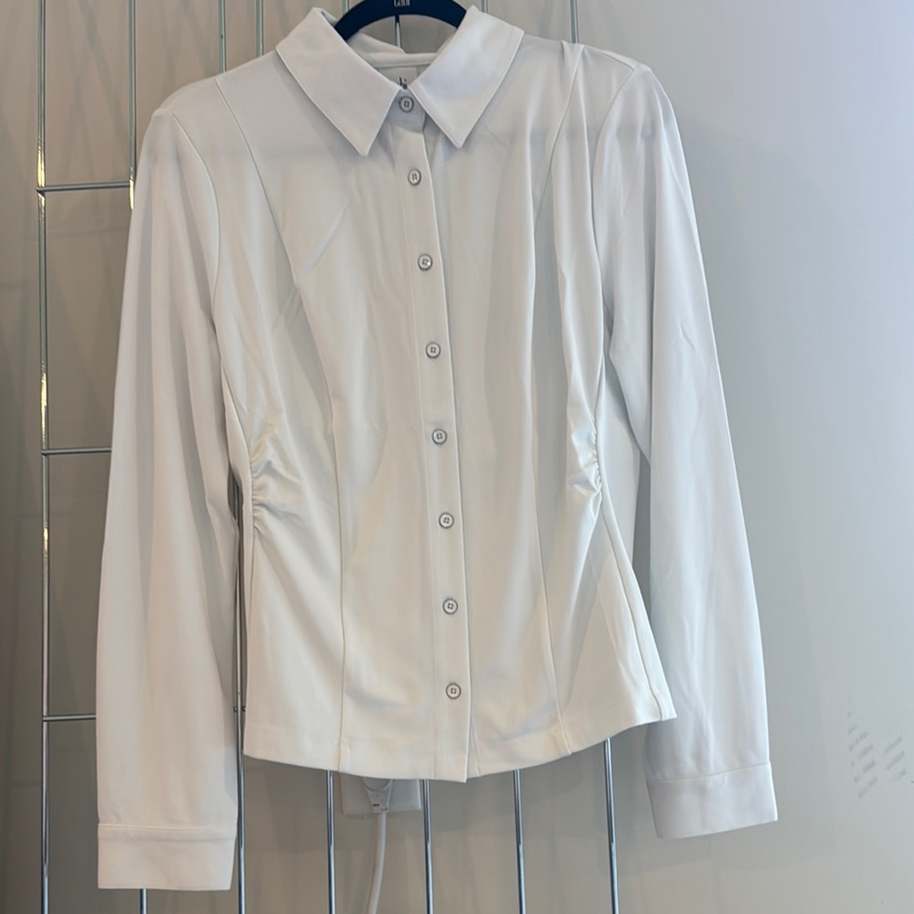 CAbi Perfect Top  White Button Down Shirt.